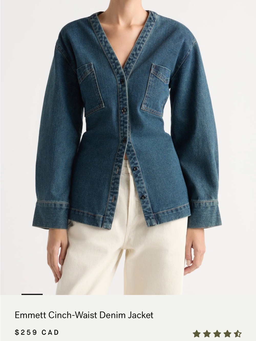 Cinch Waist Denim Button-Front Jacket